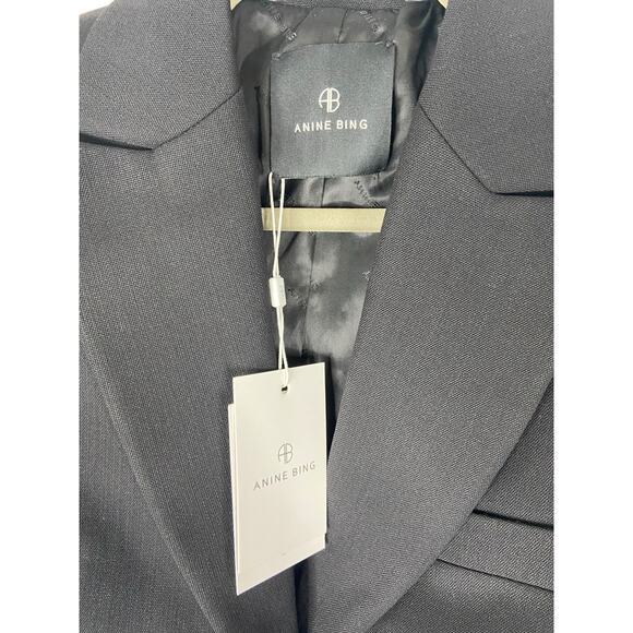 Anine Bing Declan Blazer Jacket Single Breasted Wool Blend Career Black Size XS - Picture 5 of 10
